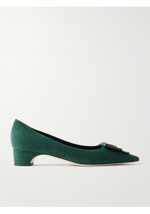 Manolo Blahnik - Beti 30 Embellished Suede Pumps - Green - IT36,IT36.5,IT37,IT37.5,IT38,IT38.5,IT39,IT39.5,IT40,IT40.5,IT41,IT41.5,IT42,IT43