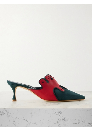 Manolo Blahnik - Tapansa 50 Leather-trimmed Suede Mules - Green - IT36,IT36.5,IT37,IT37.5,IT38,IT38.5,IT39,IT39.5,IT40,IT40.5,IT41,IT41.5,IT42,IT43
