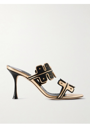 Manolo Blahnik - Aplinanu 90 Two-tone Leather Sandals - Gold - IT36,IT36.5,IT37,IT37.5,IT38,IT38.5,IT39,IT39.5,IT40,IT40.5,IT41,IT41.5,IT42