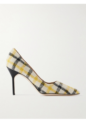Manolo Blahnik - Bb 90 Checked Tweed Pumps - Yellow - IT36,IT36.5,IT37,IT37.5,IT38,IT38.5,IT39,IT39.5,IT40,IT40.5,IT41,IT41.5,IT42,IT43