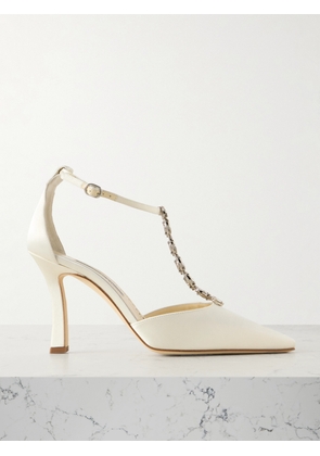 Manolo Blahnik - Molara 105 Crystal-embellished Satin Pumps - White - IT36,IT36.5,IT37,IT37.5,IT38,IT38.5,IT39,IT39.5,IT40,IT40.5,IT41,IT41.5,IT42,IT43