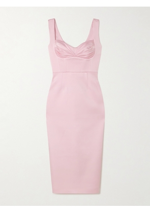 Rebecca Vallance - Aymee Gathered Satin-twill Midi Dress - Pink - UK 4,UK 6,UK 8,UK 10,UK 12,UK 14,UK 16
