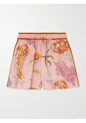 ALÉMAIS - + Sam Pauletto Nereids Printed Linen-gauze Shorts - Pink - US0,US2,US4,US6,US8,US10,US12