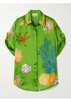 ALÉMAIS - + Sam Pauletto Aquatica Printed Silk-satin Shirt - Green - US0,US2,US4,US6,US8,US10,US12