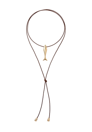 Eliou Minnow Wrap Necklace in Metallic Gold.
