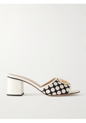 Valentino Garavani - Escape 60 Embellished Leather-trimmed Polka-dots Twill Mules - White - IT35,IT36,IT36.5,IT37,IT37.5,IT38,IT38.5,IT39,IT39.5,IT40,IT41