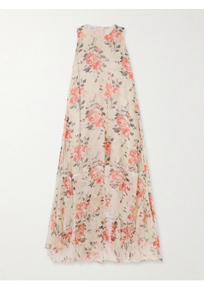 LOEWE - Asymmetric Floral-print Silk Maxi Dress - Pink - FR 36,FR 38,FR 40,FR 42,FR 44
