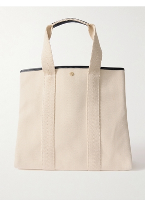 RUE de VERNEUIL - Large Leather- And Webbing-trimmed Herringbone Canvas Tote - Cream - One size