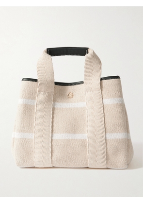 RUE de VERNEUIL - Club Traversée Small Leather And Webbing-trimmed Striped Canvas Tote - Neutrals - One size