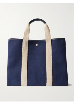 RUE de VERNEUIL - Traversée Xl Leather- And Webbing-trimmed Canvas Tote - Blue - One size