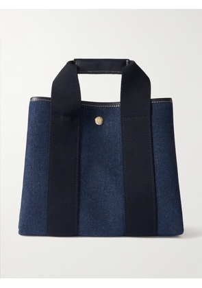 RUE de VERNEUIL - Traversée Small Leather And Webbing-trimmed Denim Tote - Blue - One size