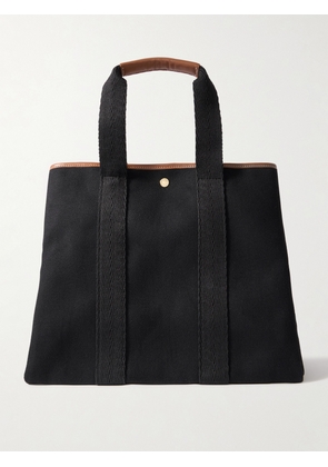 RUE de VERNEUIL - Extra Extra Large Leather- And Webbing-trimmed Herringbone Canvas Tote - Black - One size