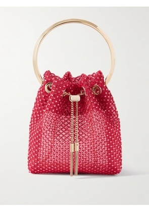 Jimmy Choo - Bon Bon Crystal-embellished Mesh Bucket Bag - Red - One size