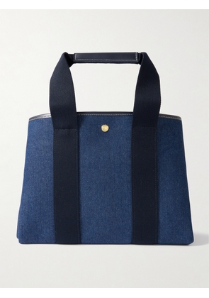 RUE de VERNEUIL - Traversée Medium Leather- And Webbing-trimmed Denim Tote - Blue - One size
