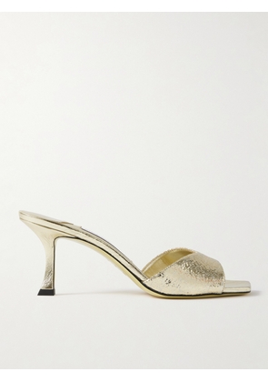 Jimmy Choo - Skye 70 Cracked Metallic Mules - Gold - IT36,IT36.5,IT37,IT37.5,IT38,IT38.5,IT39,IT39.5,IT40,IT40.5,IT41,IT41.5,IT42
