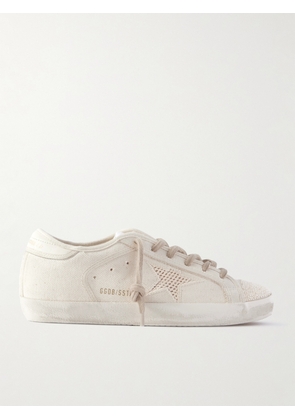 Golden Goose - Super-star Leather-trimmed Bead-embellished Canvas Sneakers - Off-white - IT35,IT36,IT37,IT38,IT39,IT40,IT41,IT42