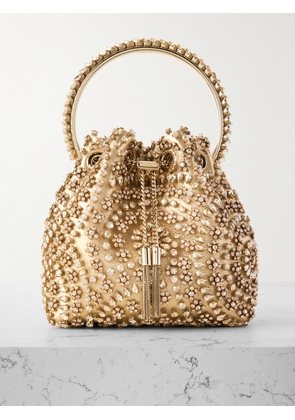 Jimmy Choo - Bon Bon Crystal-embellished Satin Bucket Bag - Gold - One size