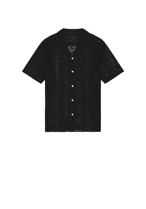 ALLSAINTS Netley Short Sleeve Shirt in Black. Size L. Also in M, S, XL/1X.