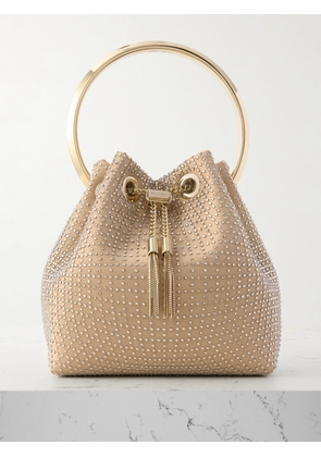 Jimmy Choo - Bon Bon Crystal-embellished Mesh And Satin Bucket Bag - Gold - One size