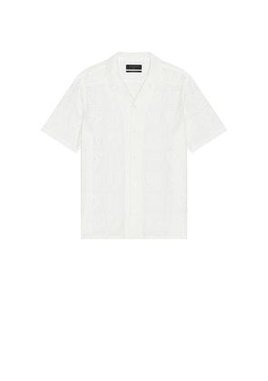 ALLSAINTS Netley Short Sleeve Shirt in White. Size L. Also in M, XL/1X.