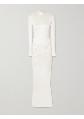 The New Arrivals Ilkyaz Ozel - Darja Gathered Satin-jersey Gown - White - FR 34,FR 36,FR 38,FR 40,FR 42,FR 44