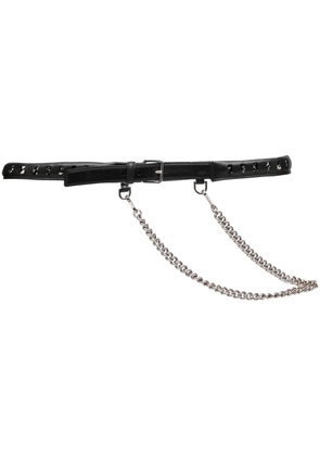 Alexander McQueen chain-link & leather belt - Black