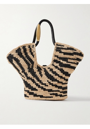 Zimmermann - Goldentime Small Leather-trimmed Raffia-jacquard Tote - Animal print - One size