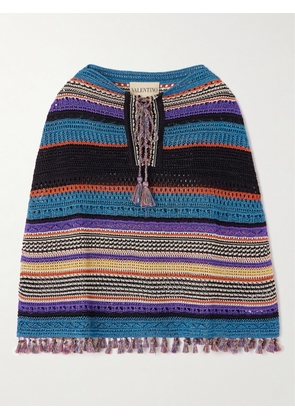 Valentino Garavani - Striped Metallic Knitted Poncho - Blue - x small,small,medium,large