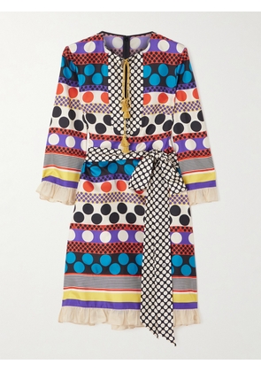 Valentino Garavani - Belted Printed Silk-twill Mini Dress - Multi - IT36,IT38,IT40,IT42,IT44,IT46