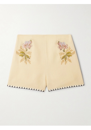 Valentino Garavani - Embroidered Canvas Shorts - Cream - IT36,IT38,IT40,IT42,IT44,IT46