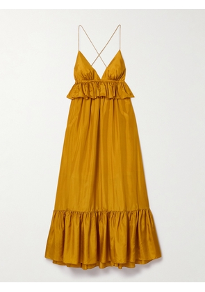 Zimmermann - Rhiannon Ruffled Silk Maxi Dress - Yellow - 00,1,2,3,4