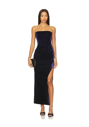 Bardot x REVOLVE Everlasting Velour Midi Dress in Navy. Size 10. Also in 4, 2, 6, 8.