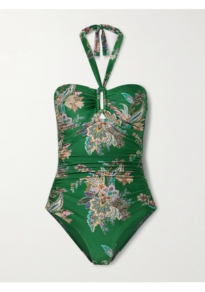 Zimmermann - Rhiannon Printed Halterneck Swimsuit - Green - 01,2,3,4