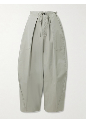 KALLMEYER - Clemence Pleated Cotton-blend Twill Barrel-leg Pants - Gray - US0,US2,US4,US6,US8,US10,US12