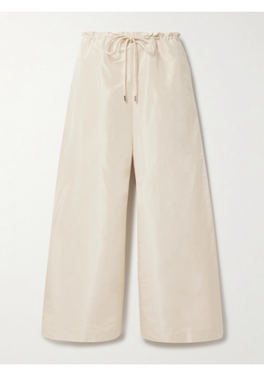 KALLMEYER - Wesley Gathered Silk-taffeta Wide-leg Pants - Ivory - x small,small,medium,large,x large