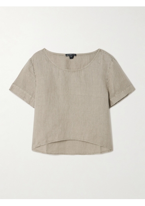 James Perse - Cropped Linen-canvas T-shirt - Green - 01,2,3,4