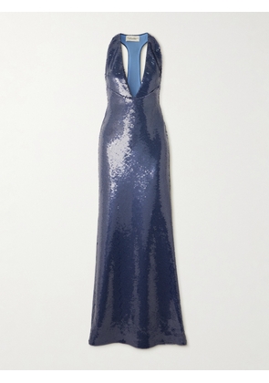 The New Arrivals Ilkyaz Ozel - Olympia Sequined Jersey Halterneck Gown - Blue - FR 34,FR 36,FR 38,FR 40,FR 42