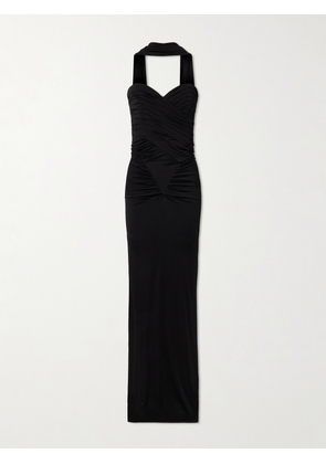 The New Arrivals Ilkyaz Ozel - Samsara Strapless Gathered Stretch-satin Gown - Black - FR 34,FR 36,FR 38,FR 40,FR 42,FR 44