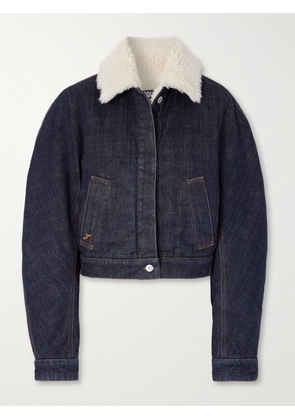 Jacquemus - The Ovalo Fleece-trimmed Raw Denim Jacket - Blue - FR 34,FR 36,FR 38,FR 40,FR 42,FR 44