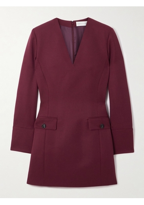 Veronica de Piante - Elsie Grain De Poudre Wool Mini Dress - Burgundy - IT36,IT38,IT40,IT42,IT44,IT46