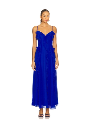 Bardot Veris Ruffle Maxi Dress in Royal. Size 2. Also in 4.