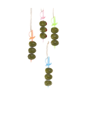 Cody Foster & Co 4 Piece Assortment Cocktail Olives Ornaments in Green.