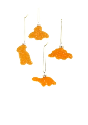 Cody Foster & Co Set Of 4 Dino Nugget Ornaments in Orange.