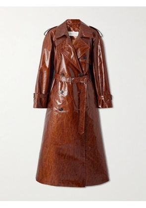 Dries Van Noten - Double-breasted Printed Coated-canvas Trench Coat - Brown - x small,small,medium,large