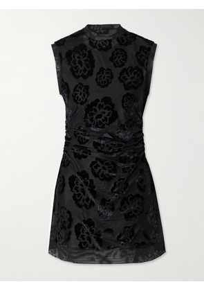 SIR. - Vittoria Ruched Devoré-velvet Mini Dress - Black - 00,1,2,3,4