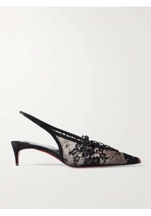 Christian Louboutin - Km 45 Lace Slingback Pumps - Black - IT36,IT36.5,IT37,IT37.5,IT38,IT38.5,IT39,IT39.5,IT40,IT40.5,IT41,IT41.5,IT42