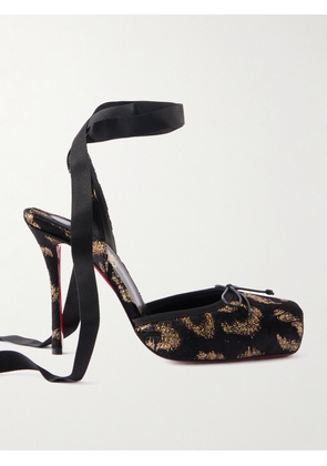 Christian Louboutin - Cassia 100 Bow-detailed Satin-trimmed Fil Coupé Velvet Pumps - Black - IT36,IT36.5,IT37,IT37.5,IT38,IT38.5,IT39,IT39.5,IT40,IT40.5,IT41,IT41.5,IT42