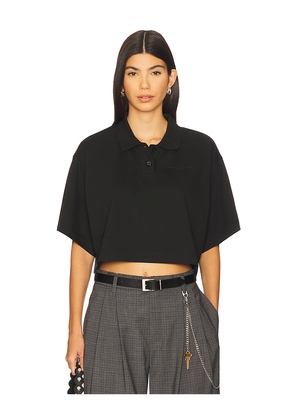 Alexander Wang Cropped Polo T-shirt in Black. Size L. Also in M, S, XS.
