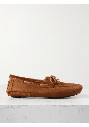 Le Monde Béryl - Driver Leather-trimmed Calf Hair Loafers - Brown - IT36,IT36.5,IT37,IT37.5,IT38,IT38.5,IT39,IT39.5,IT40,IT41,IT42