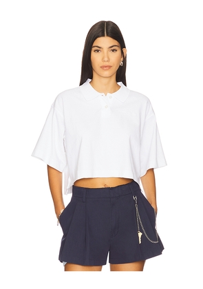 Alexander Wang Cropped Polo T-shirt in White. Size L. Also in M, XL, XS.